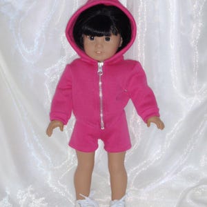 18 Inch Doll Pink Sweatshirt Shorts and Zip-Front Matching Hoodie, AG Doll Clothes, 18" Doll Clothes, Girl Doll Clothes, Boy Doll Clothes