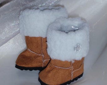 Botas de invierno de piel marrón para muñecas de 15 a 18 pulgadas, ropa para muñecas de 18 pulgadas, zapatos para muñecas AG