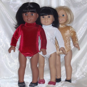 18&quot; Doll Assorted Stretch Velvet Gymnastic Suit, 18&quot; Doll Clothes, AG Doll Clothes, Girl Doll Clothes