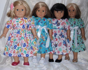 18 Inch Doll Assorted Print Cotton Dress, 18" Doll Clothes, AG Doll Clothes, Girl Doll Clothes, Horse Print Doll Dress