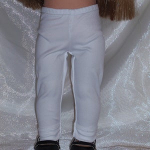 18 Inch Doll White Cotton Jersey Leggings, 18&quot; Doll Clothes, AG Doll Clothes, Girl Doll Clothes, Doll Pants, Doll Leggings
