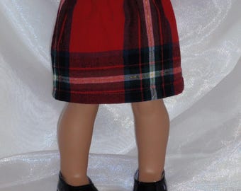 18 inch pop rode geruite a-lijn rok, 18 inch poppenkleertjes, AG poppenkleertjes, meisjespoppenkleding, verjaardagscadeau voor meisje