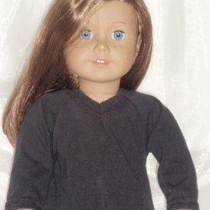 18 Inch Doll Black V-Neck Long Sleeved T-Shirt, 18&quot; Doll Clothes, Girl Doll Clothes, AG Doll Clothes