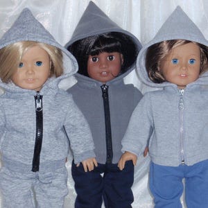 18 Inch Doll Assorted Zip Front Hoodies, AG Doll Clothes, 18" Doll Clothes, Girl Doll Clothes, Boy Doll Clothes