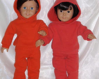 18 Zoll Puppe Assorted Orange Sweatshirt Hosen und Passendes Hoodie, AG Puppenkleidung, 18 "Puppenkleidung, Mädchen-Puppenkleidung, Jungen-Puppenkleidung