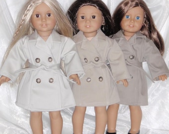 18 Inch Doll Assorted Color Khaki Trench Coats, 18" Doll Clothes, Boy Doll Clothes, AG Doll Clothes, Doll Trench Coat