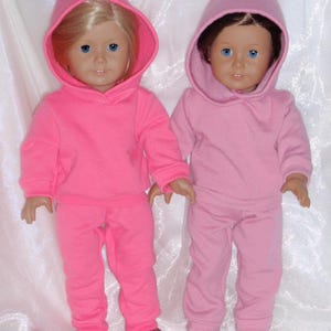 18 Inch Doll Assorted Pink Sweatshirt Hoodie and Matching Pants, AG Doll Clothes, 18&quot; Doll Clothes, Girl Doll Clothes, Boy Doll Clothes