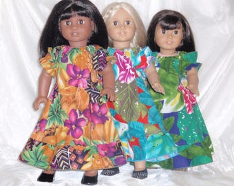 Robes hawaïennes assorties à manches courtes pour poupée 18 pouces, Vêtements pour poupée 18 pouces, Vêtements pour poupée AG, Vêtements pour poupée fille, Vêtements pour poupée faciles