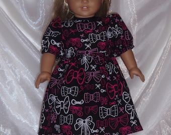 18 Inch Doll Black & Pink Minnie Mouse Print Cotton Dress, AG Doll Clothes, 18" Doll Clothes, Girl Doll Clothes
