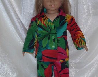 Pijama estampado hawaiano para muñecas de 45 cm (18 pulgadas), ropa para muñecas de 45 cm (18 pulgadas), ropa para muñecas AG, ropa para muñecas niña, ropa para muñecas niño