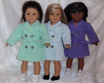 18 Inch Doll Assorted Trench Coats, 18" Doll Clothes, Boy Doll Clothes, AG Doll Clothes, Doll Trench Coat
