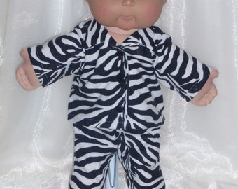 Cabbage Patch Zebra Print Flannel Pajamas, Baby Alive Pajamas, 16"-18- Doll Pajamas, Birthday Present, Christmas Present