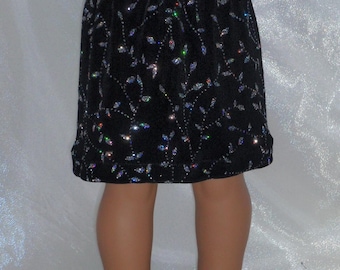18 inch pop zwarte iriserende a-lijn rok, 18 inch poppenkleertjes, AG poppenkleertjes, meisjespoppenkleding, verjaardagscadeau voor meisje
