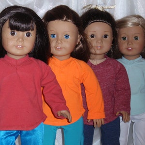 18 Inch Doll Asssorted Cotton Jersey V-Neck T-Shirts, 18&quot; Doll Clothes, Girl Doll Clothes, Boy Doll Clothes