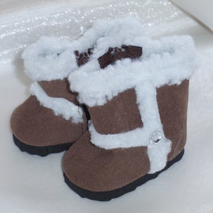 15-18" Doll Dark Brown Suede and Faux Fur Winter Boots, 18" Doll Clothes, AG Doll Shoes
