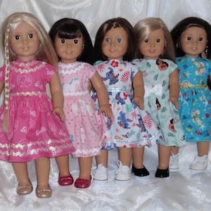 18 Inch Doll Asssorted Cotton Retro Dress, 18&quot; Doll Clothes, AG Doll Clothes, Girl Doll Clothes
