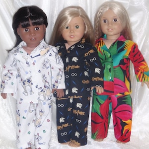 18 Inch Doll Asssorted Print Pajamas, 18&quot; Doll Clothes, AG Doll Clothes, Girl Doll Clothes, Boy Doll Clothes