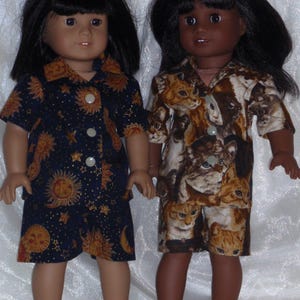 18 Inch Doll Assorted Print Shortie Pajamas, 18&quot; Doll Clothes, AG Doll Clothes, Girl Doll Clothes, Boy Doll Clothes