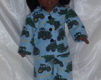 Pijama con estampado John Deere para muñeca de 45 cm (18 pulgadas), ropa para muñeca de 45 cm (18 pulgadas), ropa para muñeca AG, ropa para muñeca niña, ropa para muñeca niño
