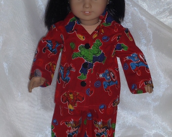 Pijamas estampados surtidos para muñecas de 45 cm, ropa para muñecas de 45 cm, ropa para muñecas AG, ropa para muñecas de niña, ropa para muñecas de niño