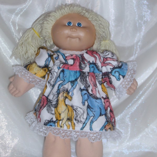 Colorful Horse Print Cabbage Patch Dress, 16"-18" Doll Clothes, Cabbage Patch Doll Clothes, Baby Alive Dress