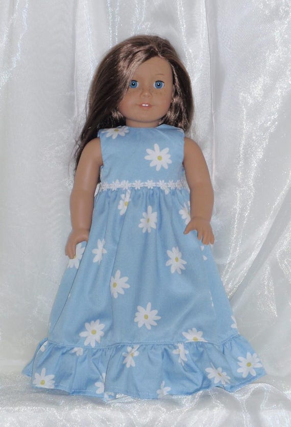 18 Inch Doll Blue Daisy Sleeveless Maxi Dress, 18