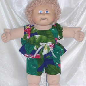 Ropa de muñeca de 16&quot;-18&quot;, ropa de muñeca con parche de repollo, parche de repollo con estampado hawaiano a juego, top y pantalones cortos de manga corta, vestido Baby Alive