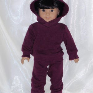 18 Inch Doll Purple Sweatshirt Pants and Matching Hoodie, AG Doll Clothes, 18&quot; Doll Clothes, Girl Doll Clothes, Boy Doll Clothes