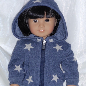 18 Inch Doll Assorted Zip Front Hoodie, AG Doll Clothes, 18" Doll Clothes, Girl Doll Clothes, Boy Doll Clothes