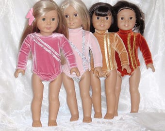 Tuta da ginnastica in velluto elasticizzato assortita per bambole da 18", vestiti per bambole da 18", vestiti per bambole AG, vestiti per bambole da bambina