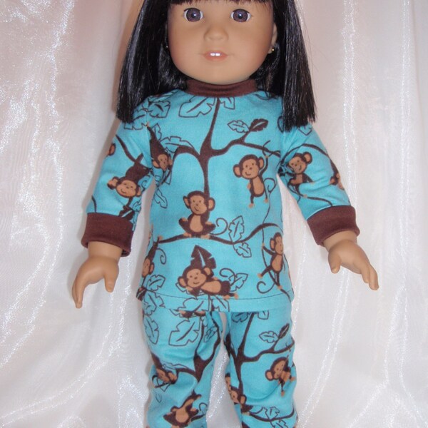 18 Inch Doll Girl or Boy Monkey Pajamas