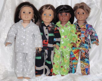 Pijamas de algodón surtidos para muñecas de 18 pulgadas, ropa para muñecas de 18 pulgadas, ropa para muñecas AG, ropa para muñecas de niña, ropa para muñecas de niño