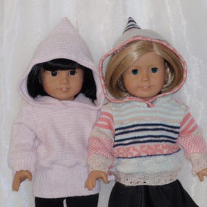 18 Inch Doll Sweater Knit Long Sleeved Hoodie, 18" Doll Clothes, Girl Doll Clothes, Boy Doll Clothes