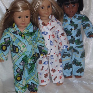 18 Inch Doll Assorted Print Pajamas, 18&quot; Doll Clothes, AG Doll Clothes, Girl Doll Clothes, Boy Doll Clothes