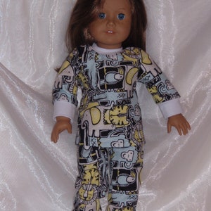 18 Inch Doll Safari Print Flannel Long Sleeve Pajamas, 18&quot; Doll Clothes, AG Doll Clothes, Boy Doll Clothes, Christmas Present