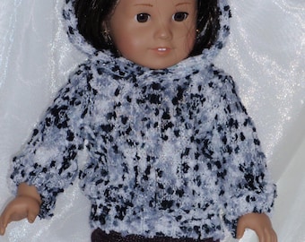 18 Inch Doll  Sparkle Sweater Knit Long Sleeved Hoodie, 18" Doll Clothes, Girl Doll Clothes, Boy Doll Clothes