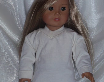 18" Doll Ivory Long Sleeve V-Neck T-Shirt, 18" Doll Clothes, AG Doll Clothes, Boy Doll Clothes, Girl Doll Clothes