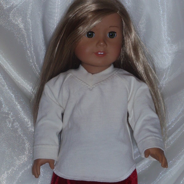 18" Doll Ivory Long Sleeve V-Neck T-Shirt, 18" Doll Clothes, AG Doll Clothes, Boy Doll Clothes, Girl Doll Clothes