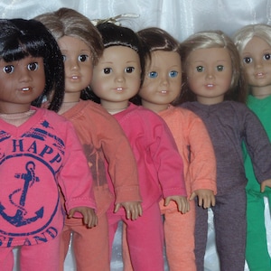 18 Inch Doll Asssorted Cotton Jersey V-Neck T-Shirts, 18&quot; Doll Clothes, Girl Doll Clothes, Boy Doll Clothes