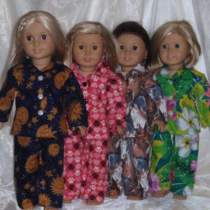 18 Inch Doll Assorted Print Pajamas, 18&quot; Doll Clothes, AG Doll Clothes, Girl Doll Clothes, Boy Doll Clothes