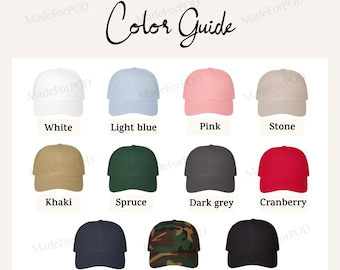 Classic Dad Cap Color Chart, Dad Cap Size Guide, Baseball Hat Care Card, Printify Dad Cap, Dad Hat Mockup, Dad Cap mockup for POD Seller