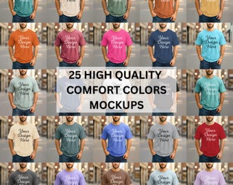 Comfort Colors 1717 Man Mockup Bundle, Shirt Mockup Bundle, C1717 Male Bundle Mock, Men Lifestyle Comfort Colors T-Shirt Mockups
