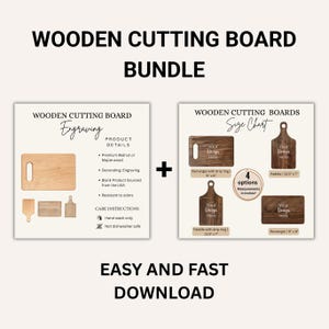 Engraving Wooden Cutting Board Care Card, Printify Cutting Board Size Guide Mockup, Engraving Cutting board Mockup for POD Sellers