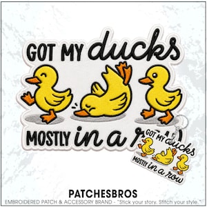Got My Ducks Mostly In A Row Patch Snarky Mental Health Unhinged Duck Sarcastic Embroidered Patches - Embroidered Keychain Sew On Iron On