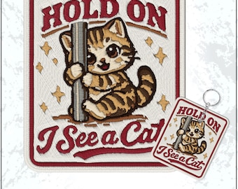 Hold On I See A Cat Patch Feline Distraction Pet Lover Funny Peeking Cats Embroidered Patches - Embroidered Keychain Sew On Iron On