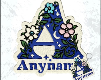 Custom Botanical Name Patch Personalized Text Flower Moon Star Mystic Embroidered Patches – Embroidered Keychain Sew On Iron On