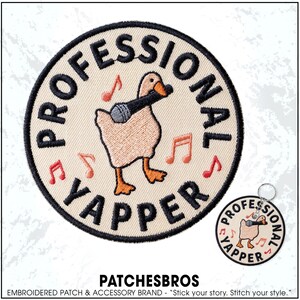 Professional Yapper Patch Funny Speech Therapy Goose Meme Girly Embroidered Patches - Embroidered Keychain Sew On Iron On
