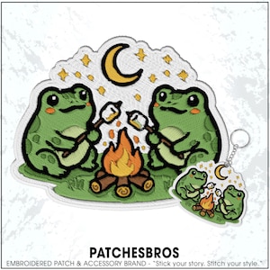 Frog Campfire Patch Cottagecore Outdoor Adventure Nature Camping Embroidered Patches - Embroidered Keychain Sew On Iron On