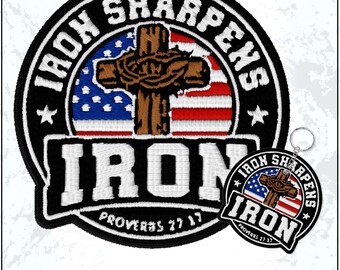 Iron Sharpens Iron Patch Christian Bible Verse Motivation Faith Religious Embroidered Patches - Embroidered Keychain Sew On Iron On