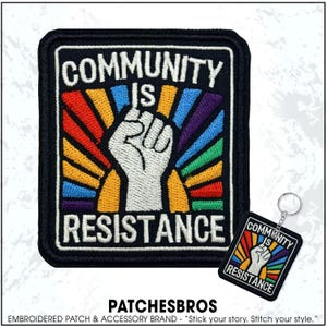 Community Is Resistance Patch LGBTQIA Trans Rights Leftist Socialist Embroidered Patches - Embroidered Keychain Sew On Iron On